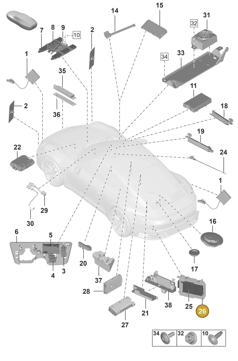 992907509A — Porsche 911 (2018-2024) diagram p53912000, position 26
