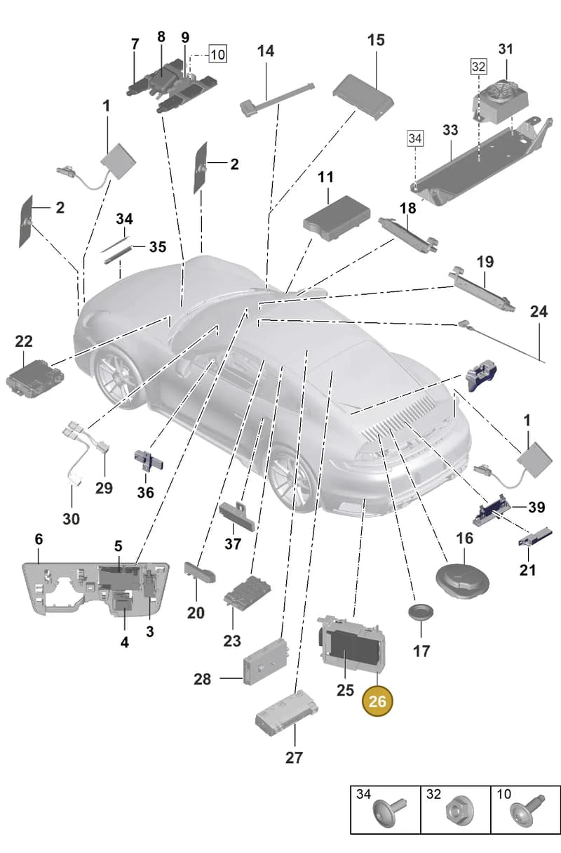 992907509A — Porsche 911 (2020-2022) diagram p57912000, position 26
