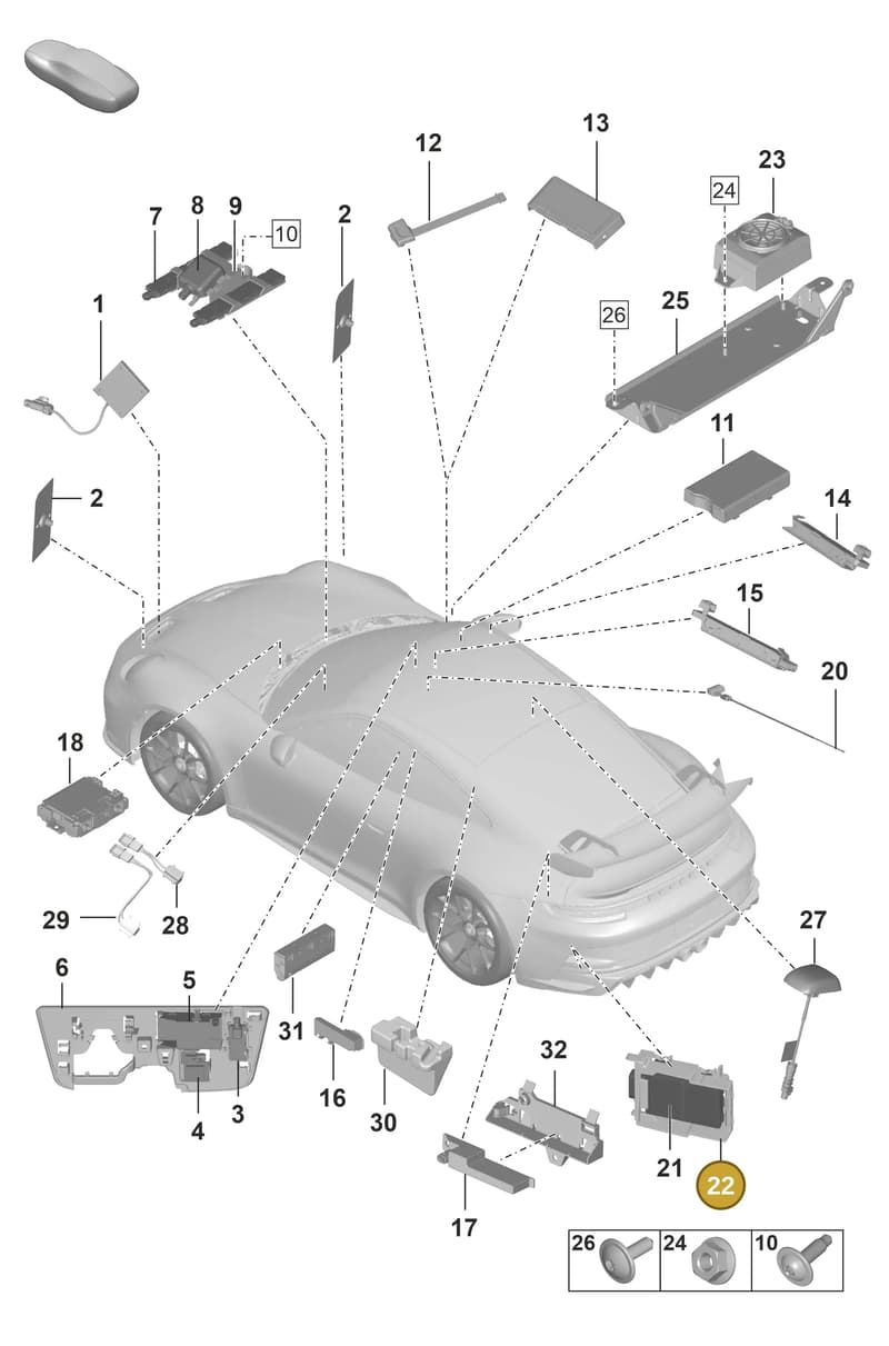 992907509A — Porsche 911 (2021-2022) diagram p59912000, position 22