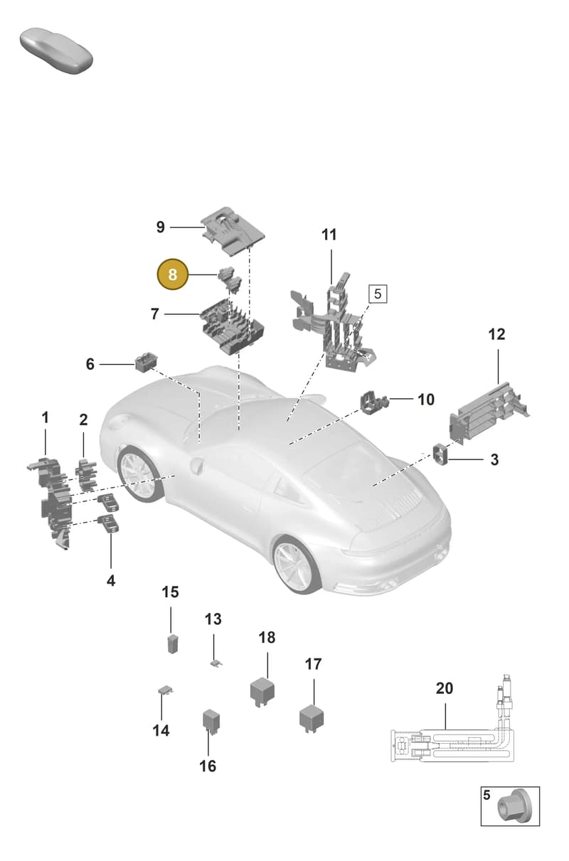 992927203 — Porsche 911 (2018-2024) diagram p53902000, position 8