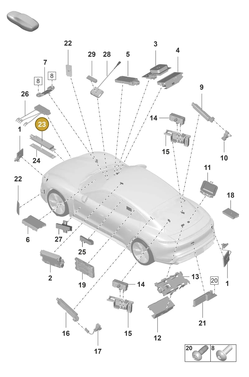 992927763 — Porsche Taycan Sport Turismo (2019-2024) diagram p56912000, position 23