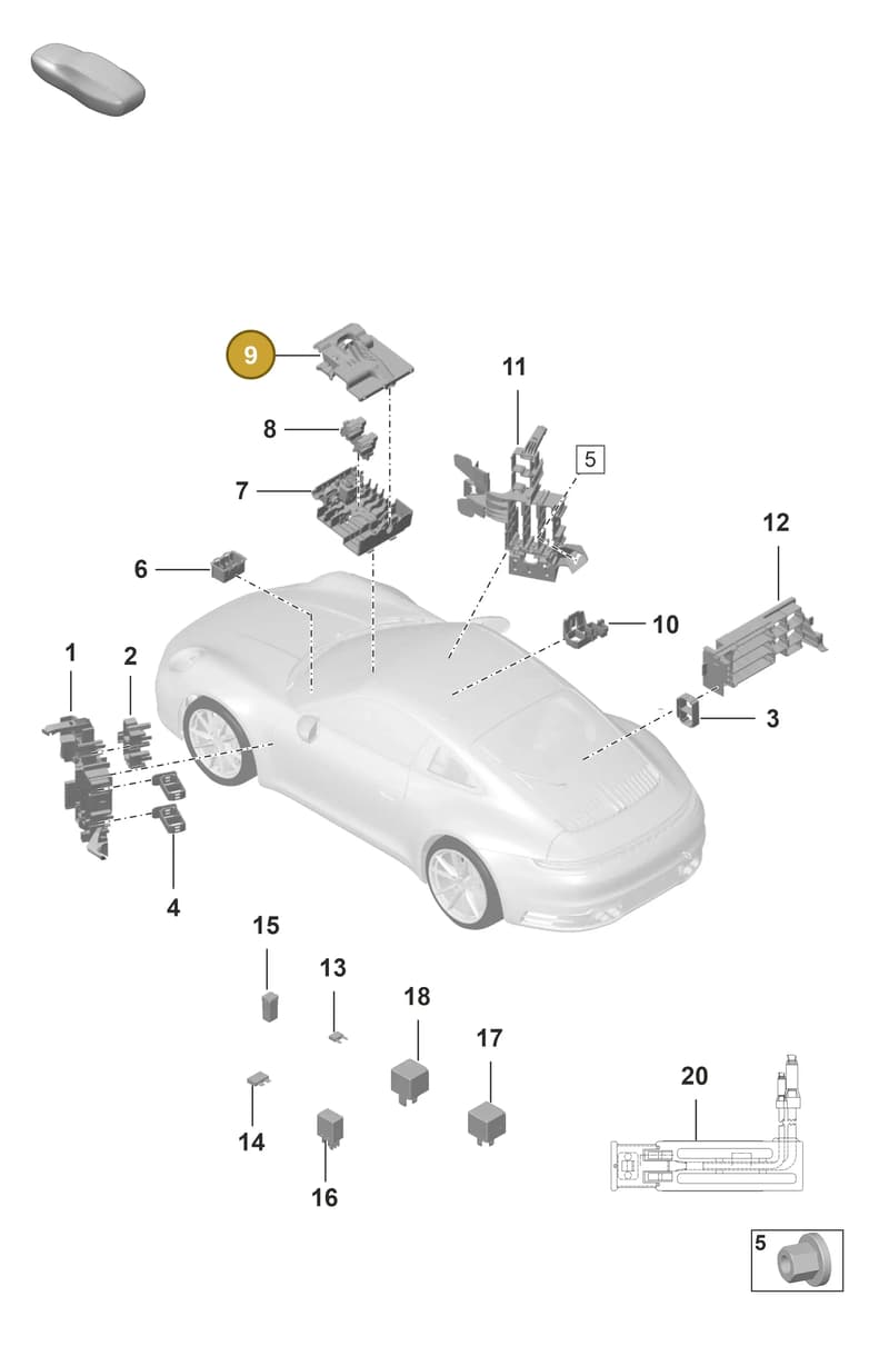 992937132A — Porsche 911 (2018-2024) diagram p53902000, position 9