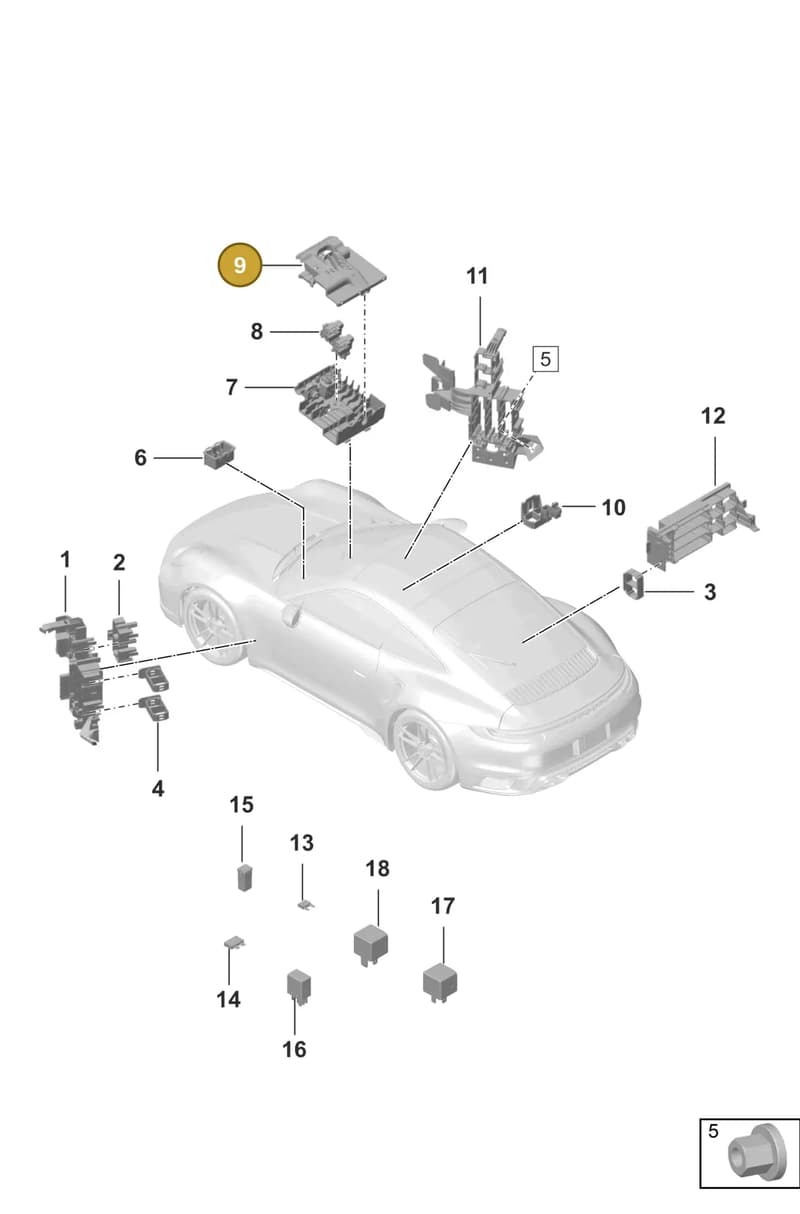 992937132A — Porsche 911 (2020-2022) diagram p57902000, position 9