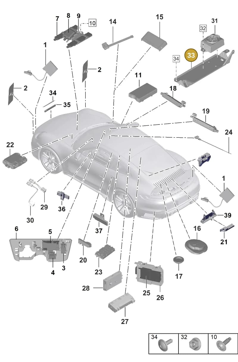 992937540A — Porsche 911 (2020-2022) diagram p57912000, position 33