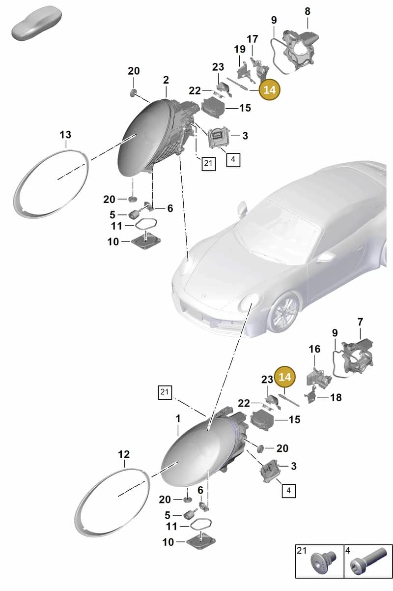 992941137A — Porsche 911 (2024-2025) diagram p63908000, position 14