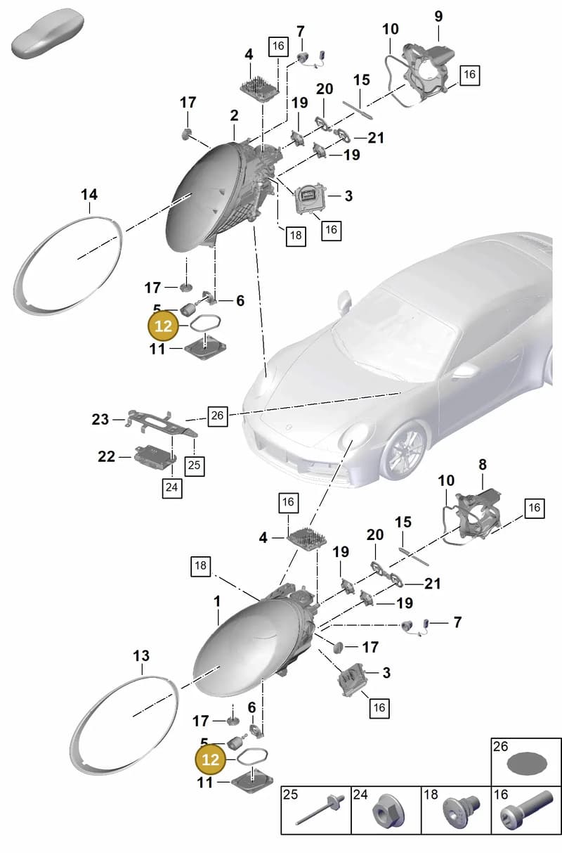 992941367 — Porsche 911 (2024-2025) diagram p63908100, position 12