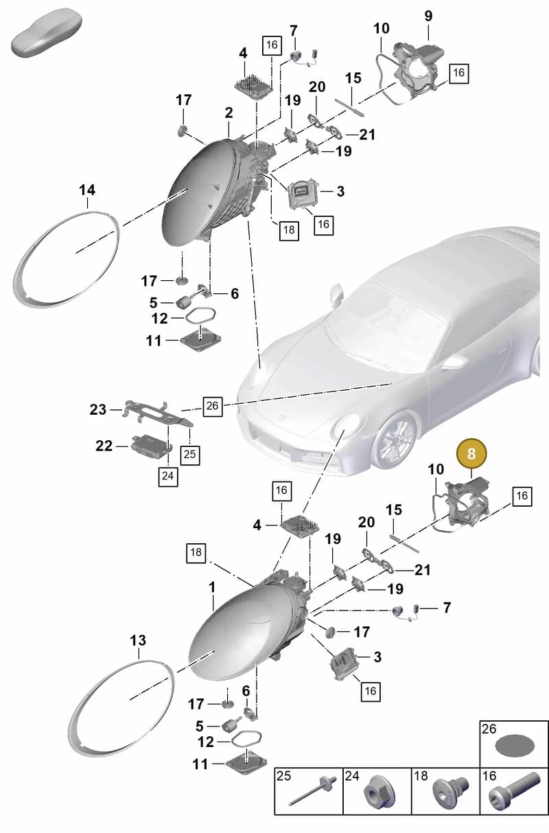 992941385B — Porsche 911 (2024-2025) diagram p63908100, position 8