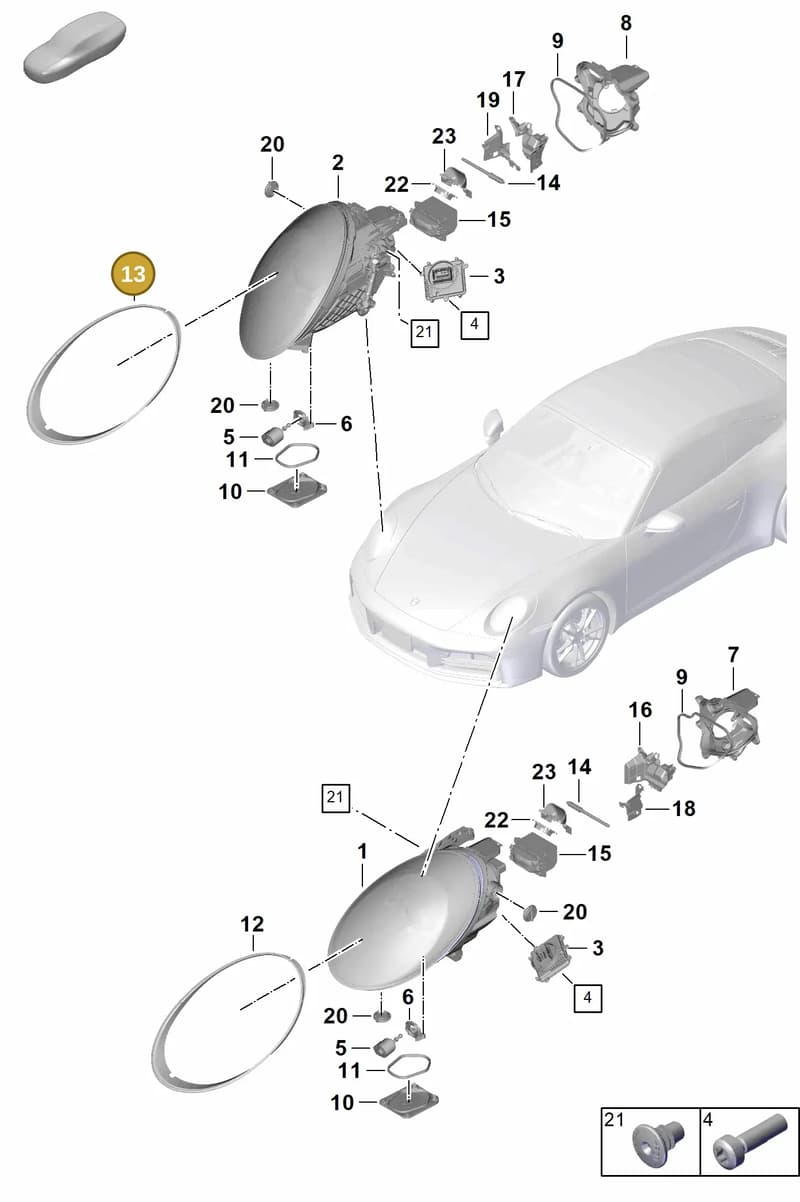 992941716A — Porsche 911 (2024-2025) diagram p63908000, position 13