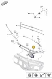 992955023F Porsche Window Wiper Mounting with Wiper Motor