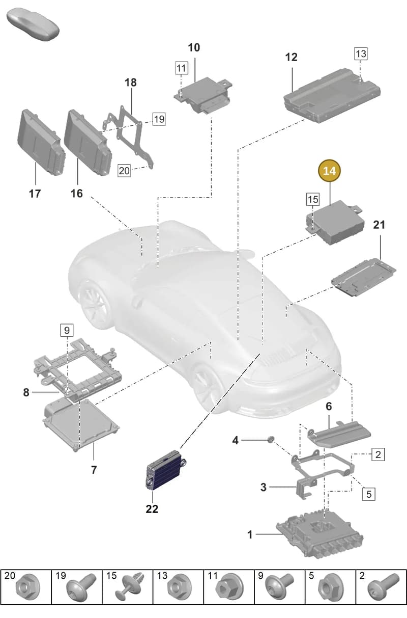 992959411A — Porsche 911 (2018-2024) diagram p53901030, position 14