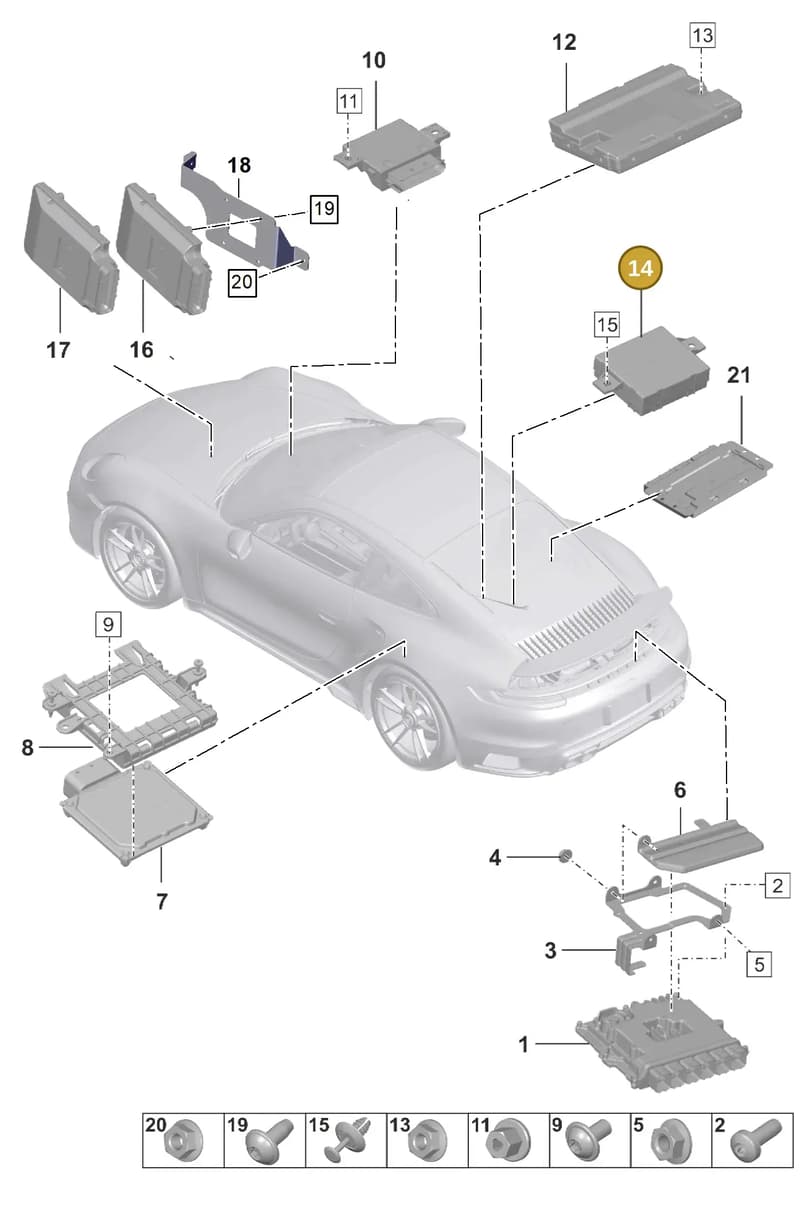 992959411A — Porsche 911 (2020-2022) diagram p57901030, position 14