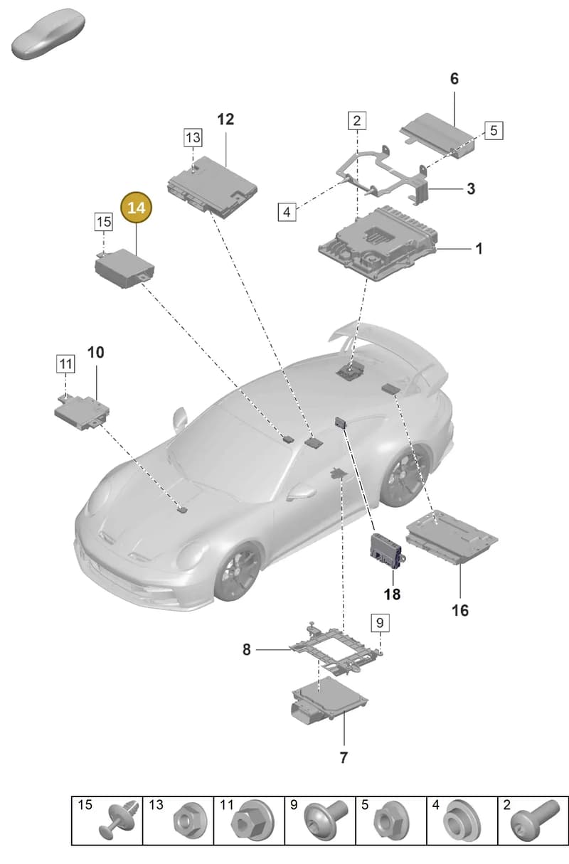 992959411A — Porsche 911 (2021-2022) diagram p59901030, position 14