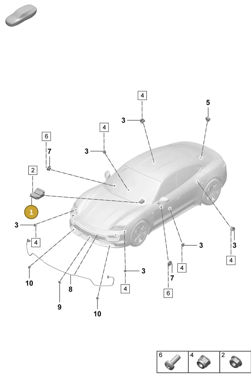992959655G — Porsche Taycan Sport Turismo (2023-2025) diagram p64901900, position 1