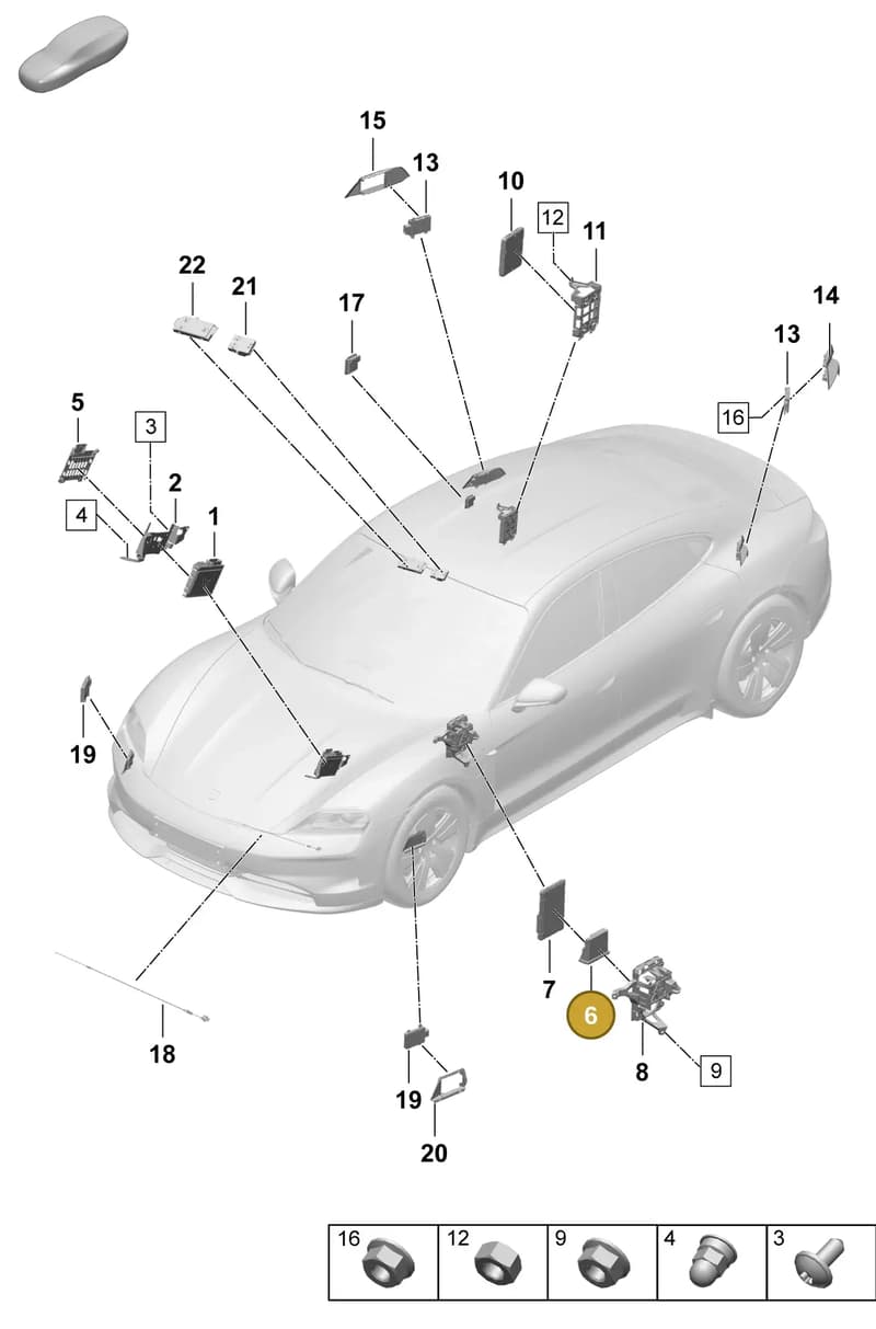 992965429B — Porsche Taycan Sport Turismo (2023-2025) diagram p64901300, position 6
