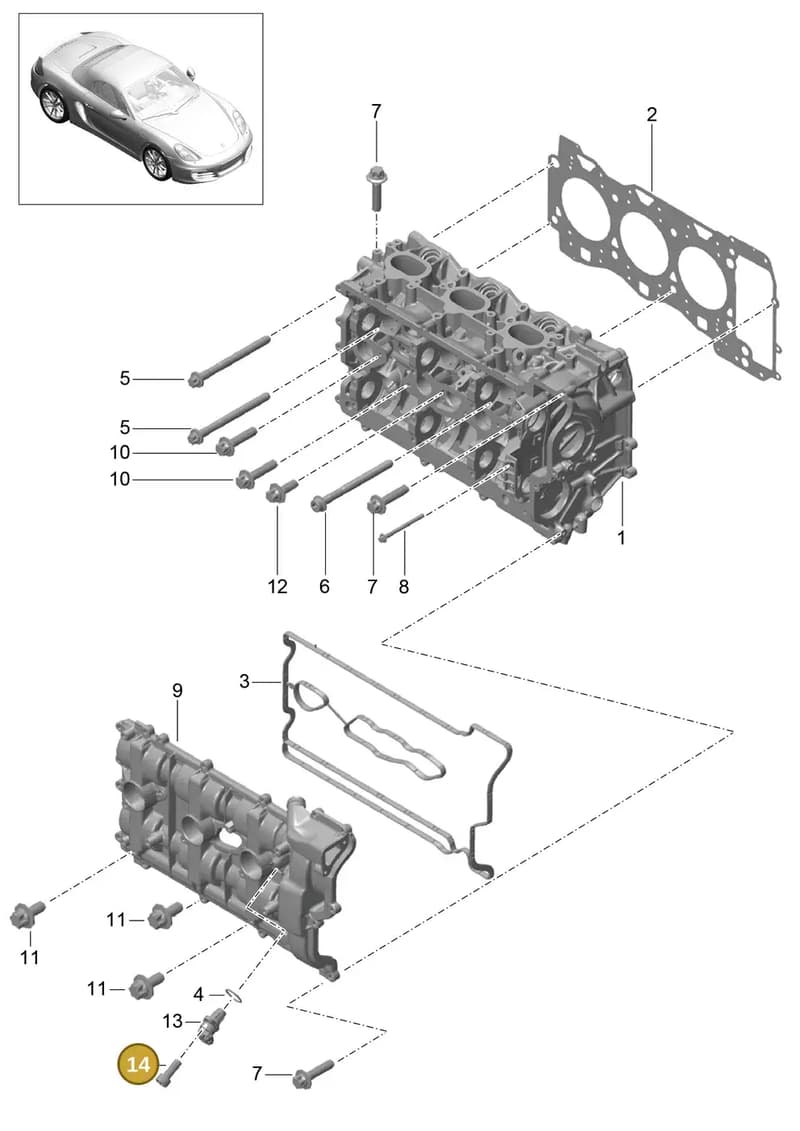99610512154 — Porsche Boxster (2012-2016) diagram p39103000, position 14