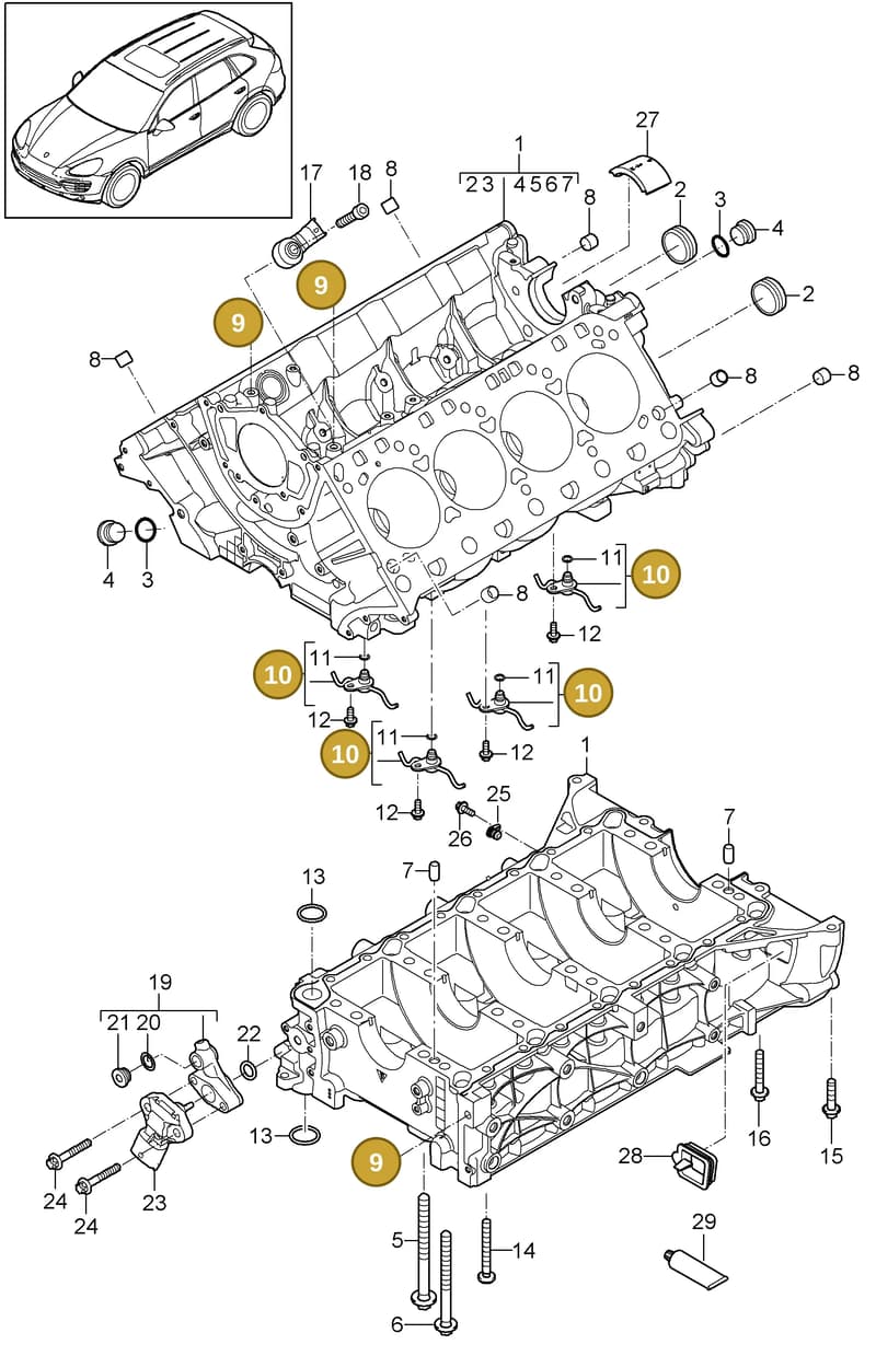 99610610350 — Porsche Cayenne (2010-2018) diagram p37101040, position 9+10