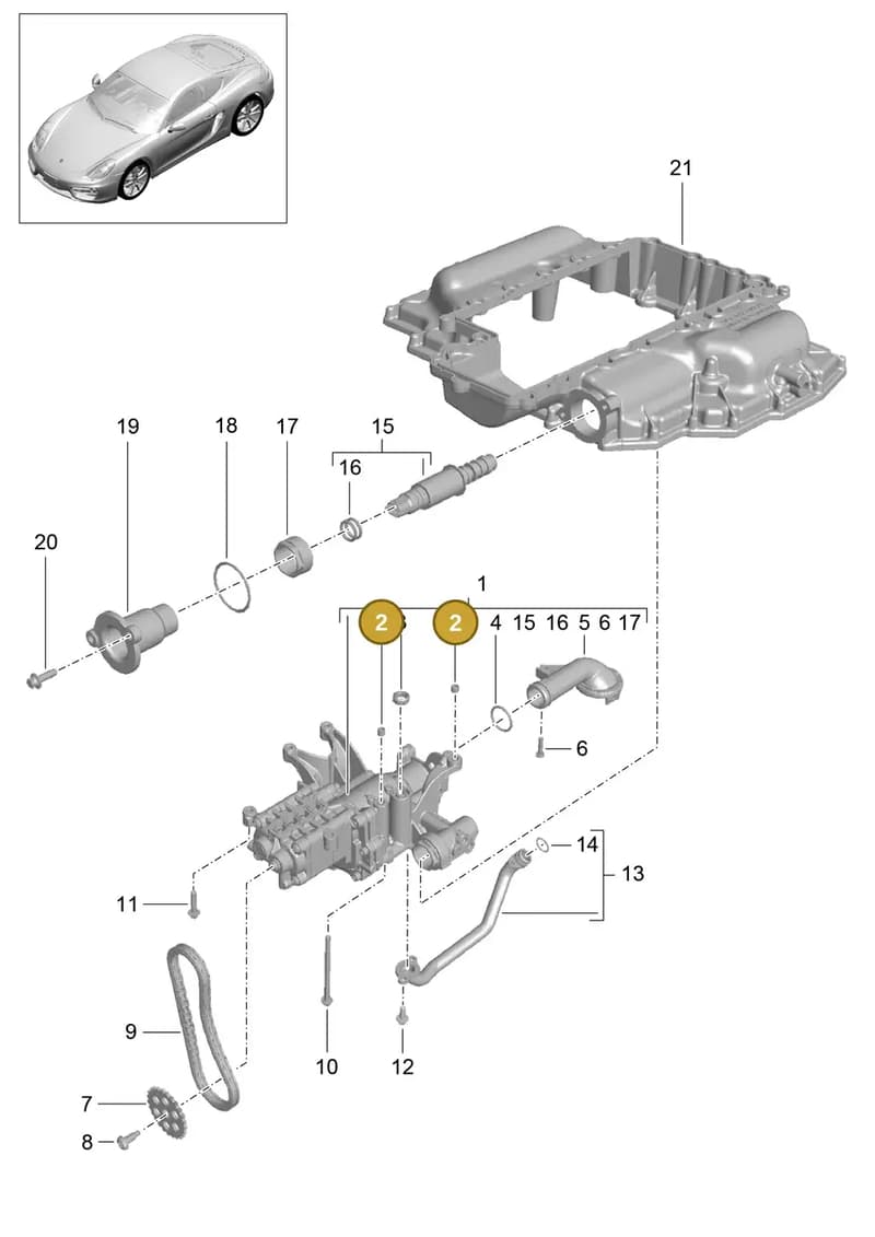 99610610350 — Porsche Cayman (2013-2016) diagram p40104000, position 2
