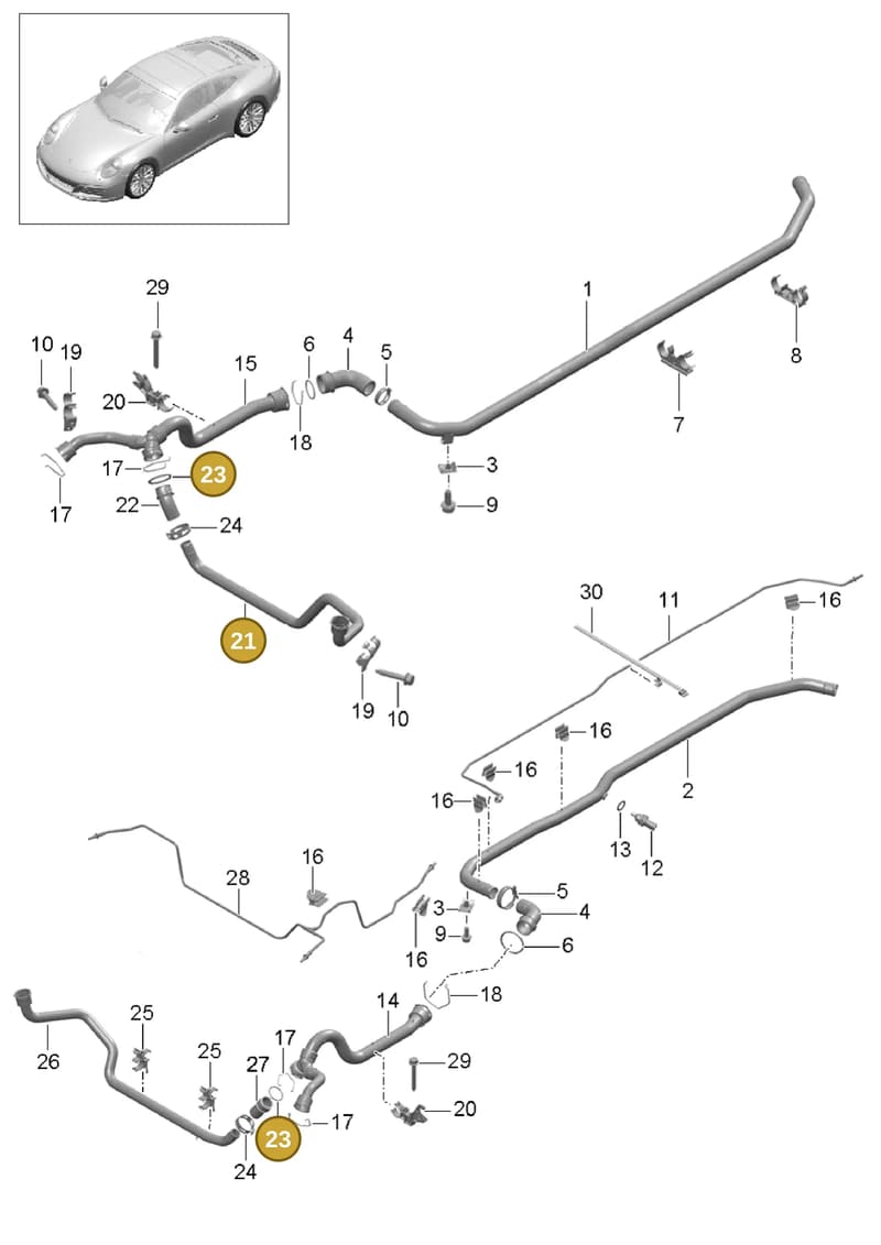 99610680102 — Porsche 911 (2016-2019) diagram p47105010, position 21+23