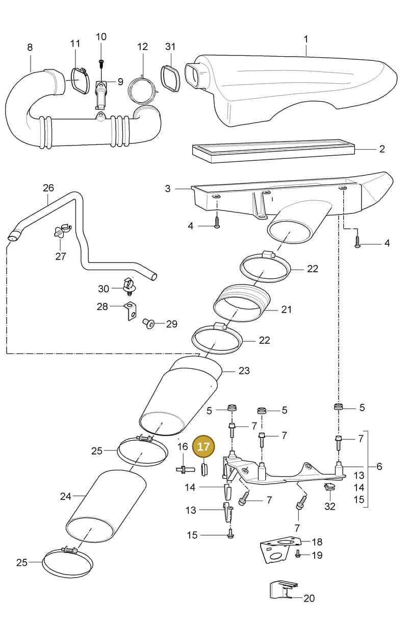 99611053090 — Porsche Carrera GT (2003-2006) diagram p25106000, position 17