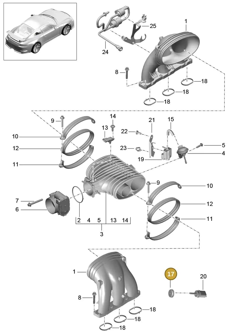 99611053090 — Porsche 911 (2013-2020) diagram p41107010, position 17