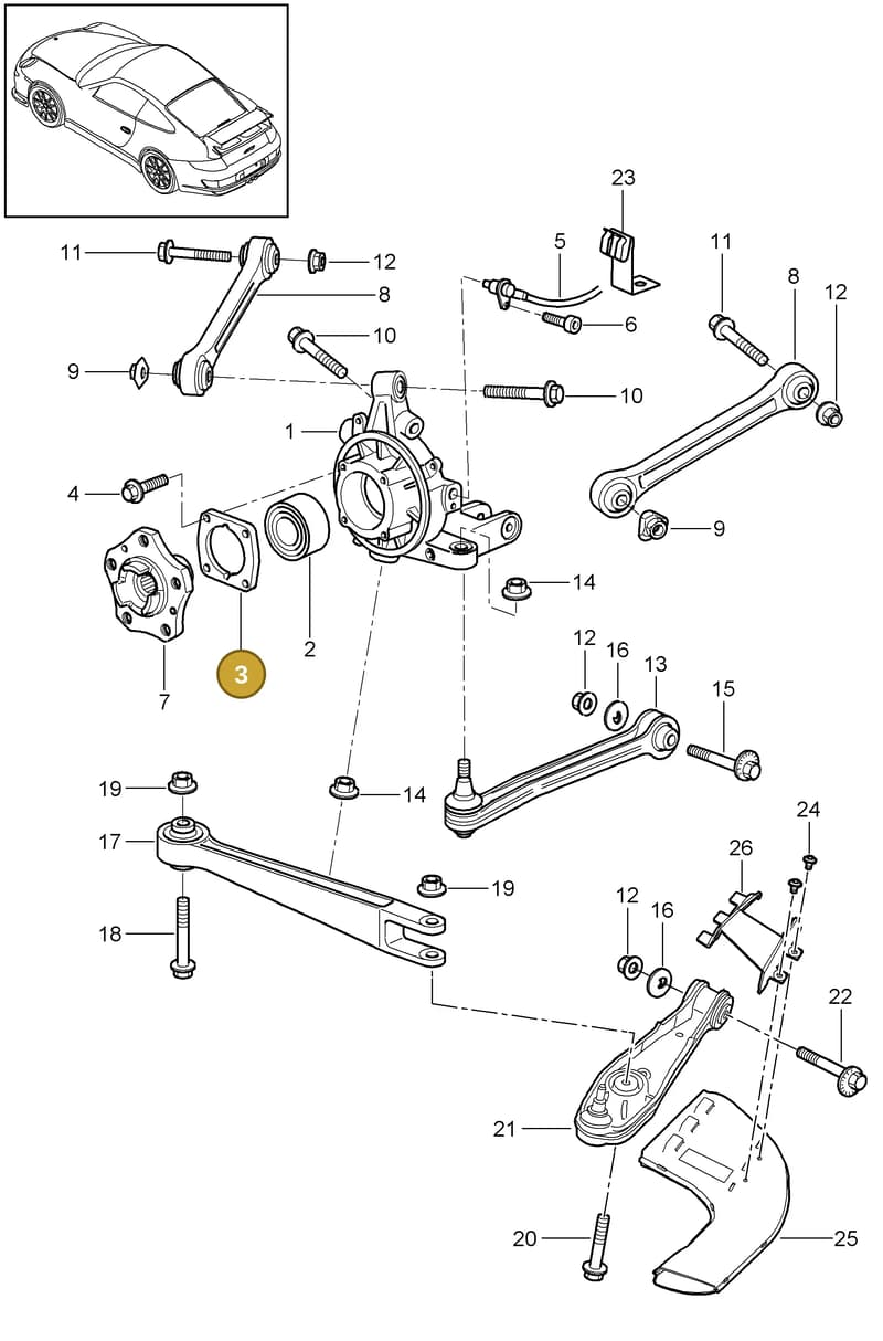 99633166101 — Porsche GT3 RS (2006-2011) diagram p29501000, position 3