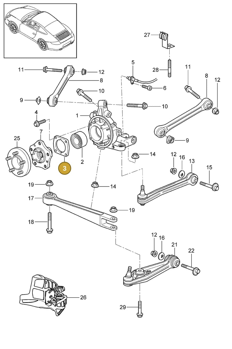 99633166101 — Porsche 911 Carrera (2008-2012) diagram p32501000, position 3