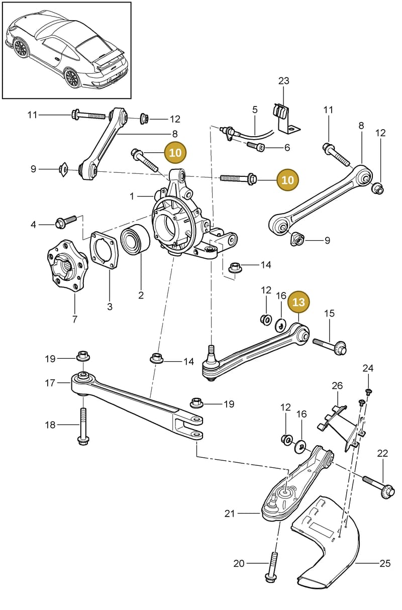 99633229300 — Porsche GT3 RS (2006-2011) diagram p29501000, position 10+13