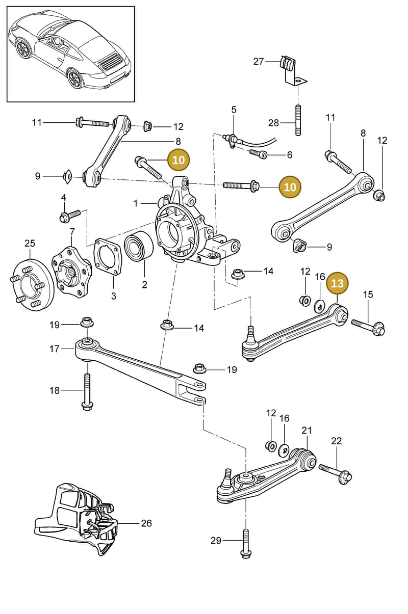 99633229300 — Porsche 911 Carrera (2008-2012) diagram p32501000, position 10+13