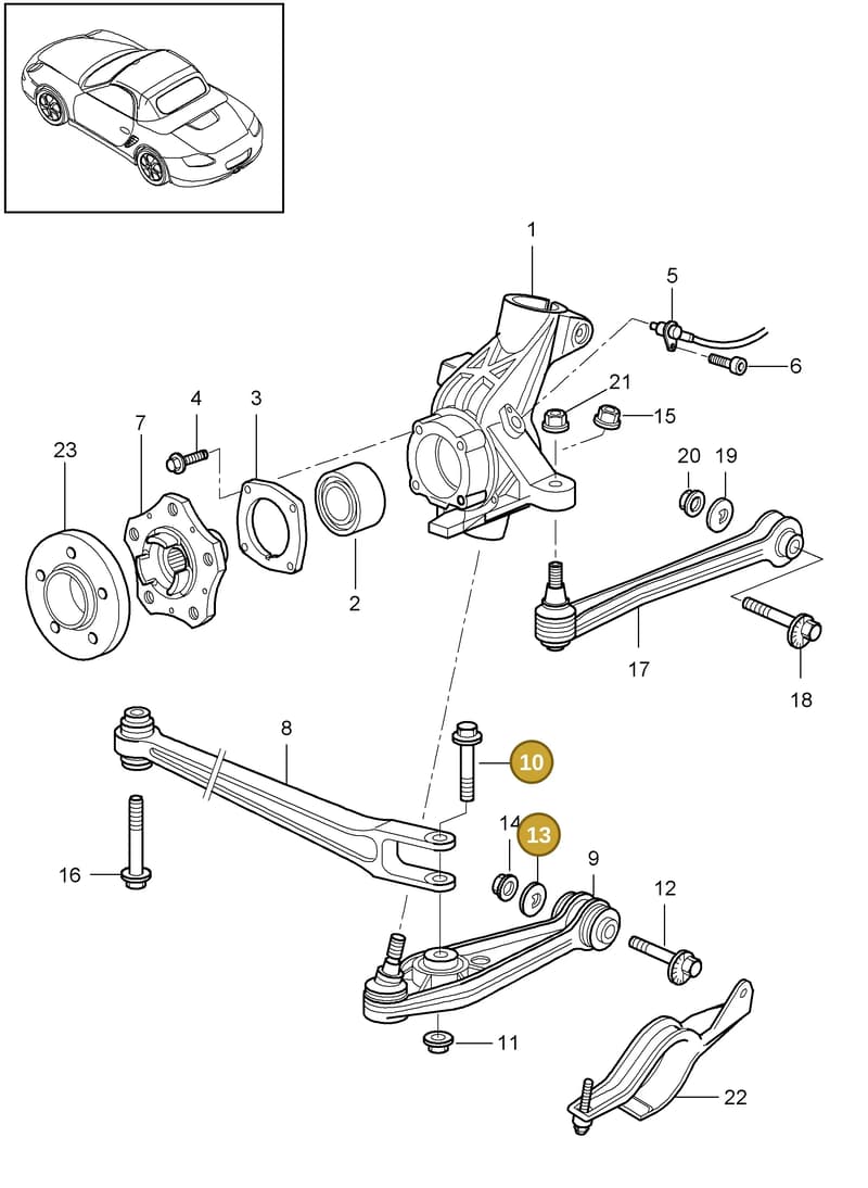 99633229300 — Porsche Boxster S (2008-2012) diagram p33501000, position 10+13