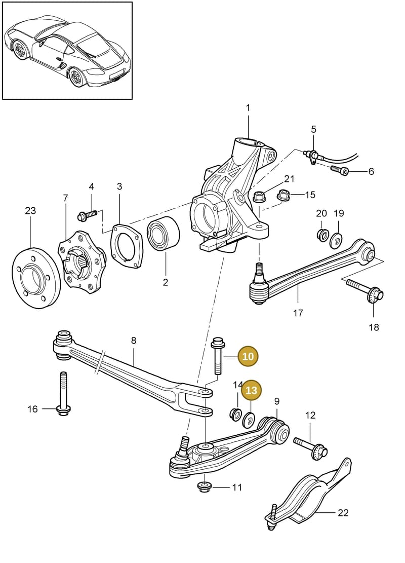 99633229300 — Porsche Cayman (2008-2012) diagram p34501000, position 10+13