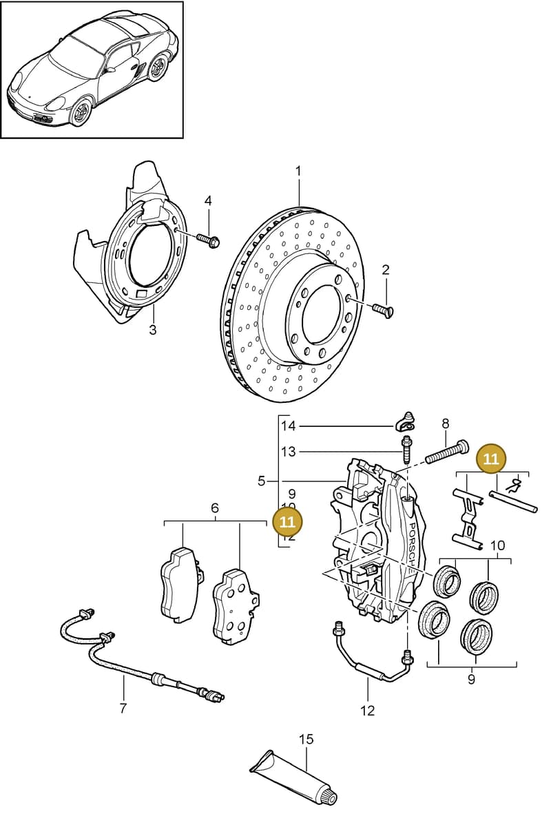 99635195901 — Porsche Cayman (2008-2012) diagram p34603000, position 11