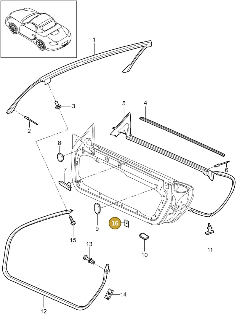 99653733700 — Porsche Boxster S (2008-2012) diagram p33804010, position 16