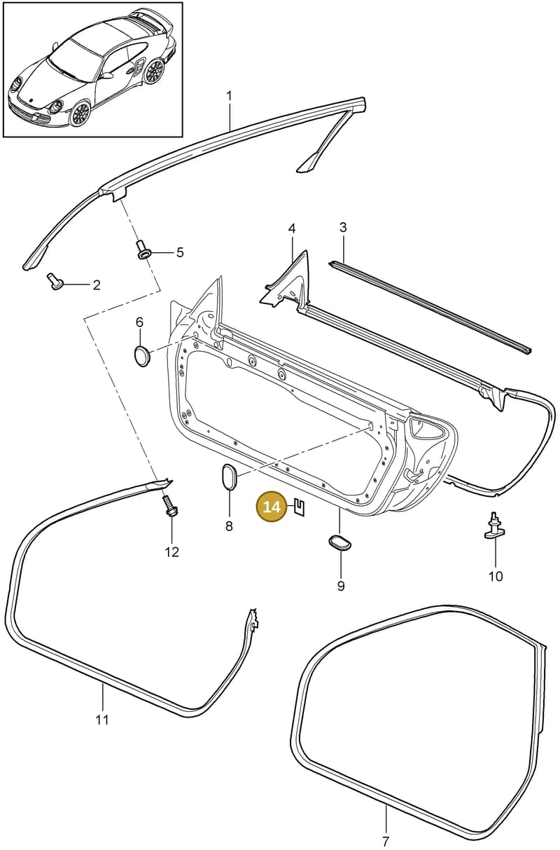 99653733700 — Porsche GT2 RS (2009-2012) diagram p36804010, position 14