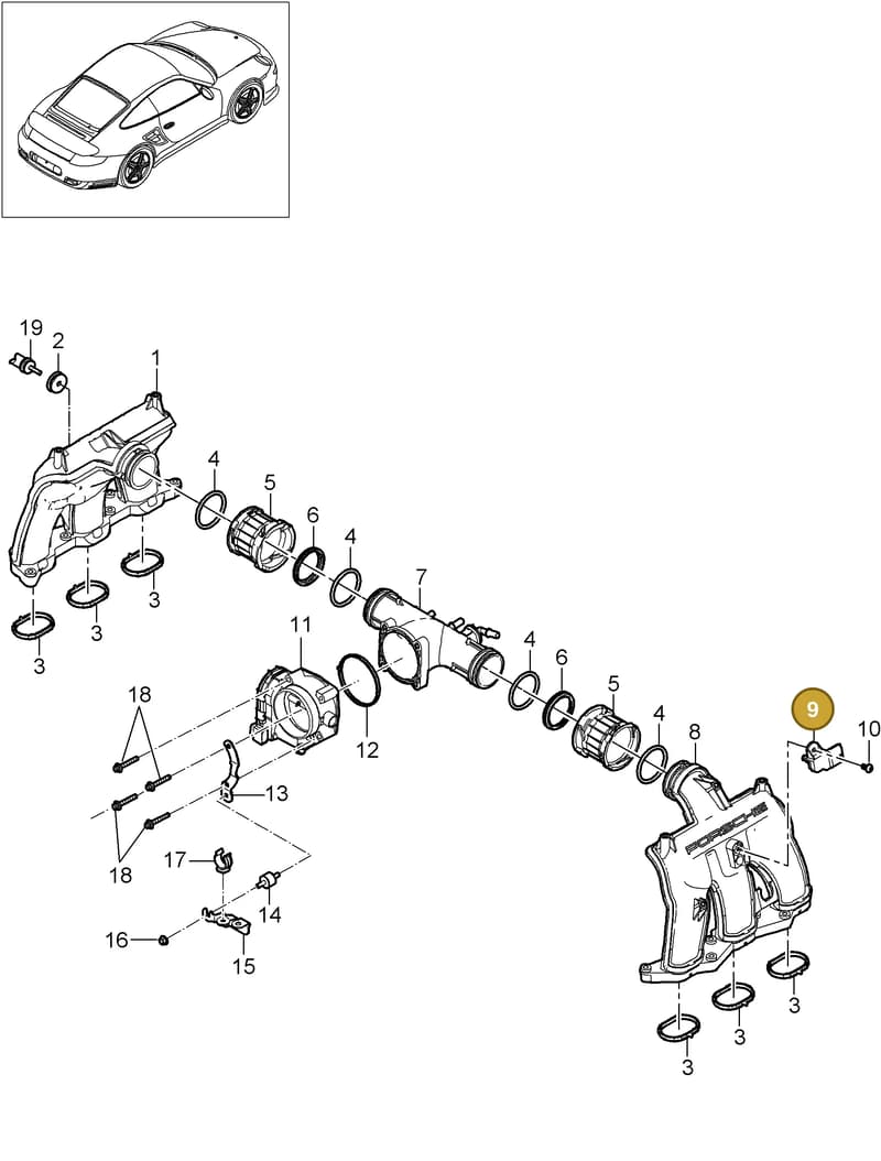 99660618000 — Porsche GT2 RS (2009-2012) diagram p36107010, position 9
