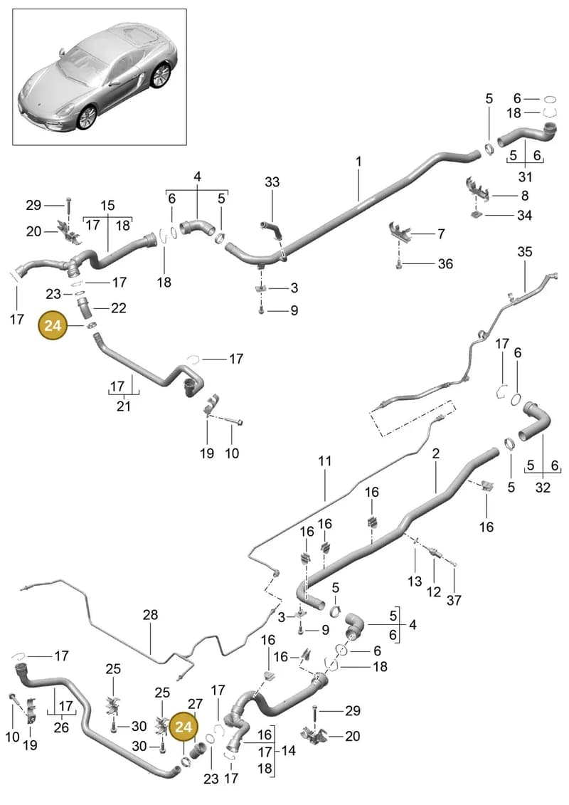99710680200 — Porsche Cayman (2013-2016) diagram p40105010, position 24