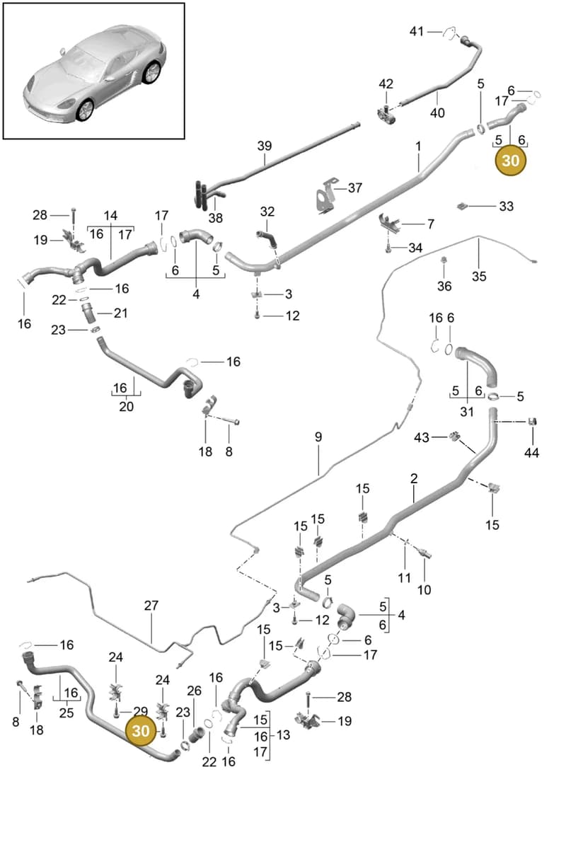 99710680200 — Porsche Cayman (2016-2019) diagram p50105010, position 30