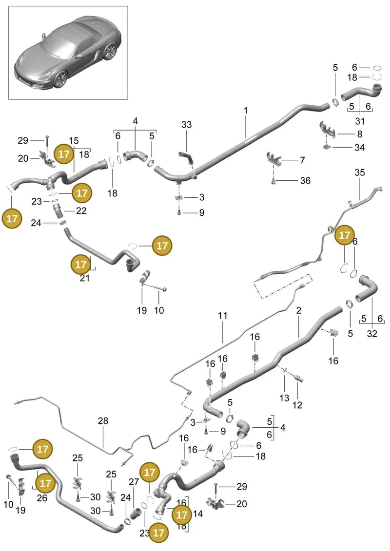99710680201 — Porsche Boxster (2012-2016) diagram p39105010, position 17