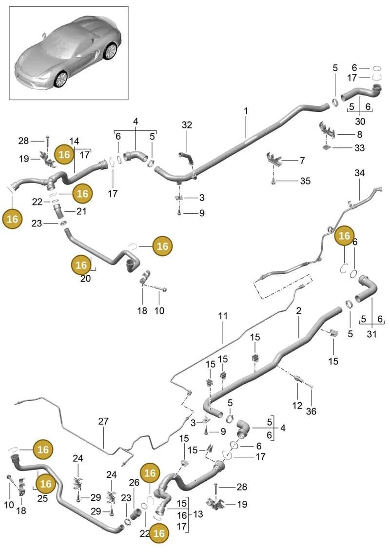 99710680201 — Porsche Boxster Spyder (2015-2016) diagram p46105010, position 16