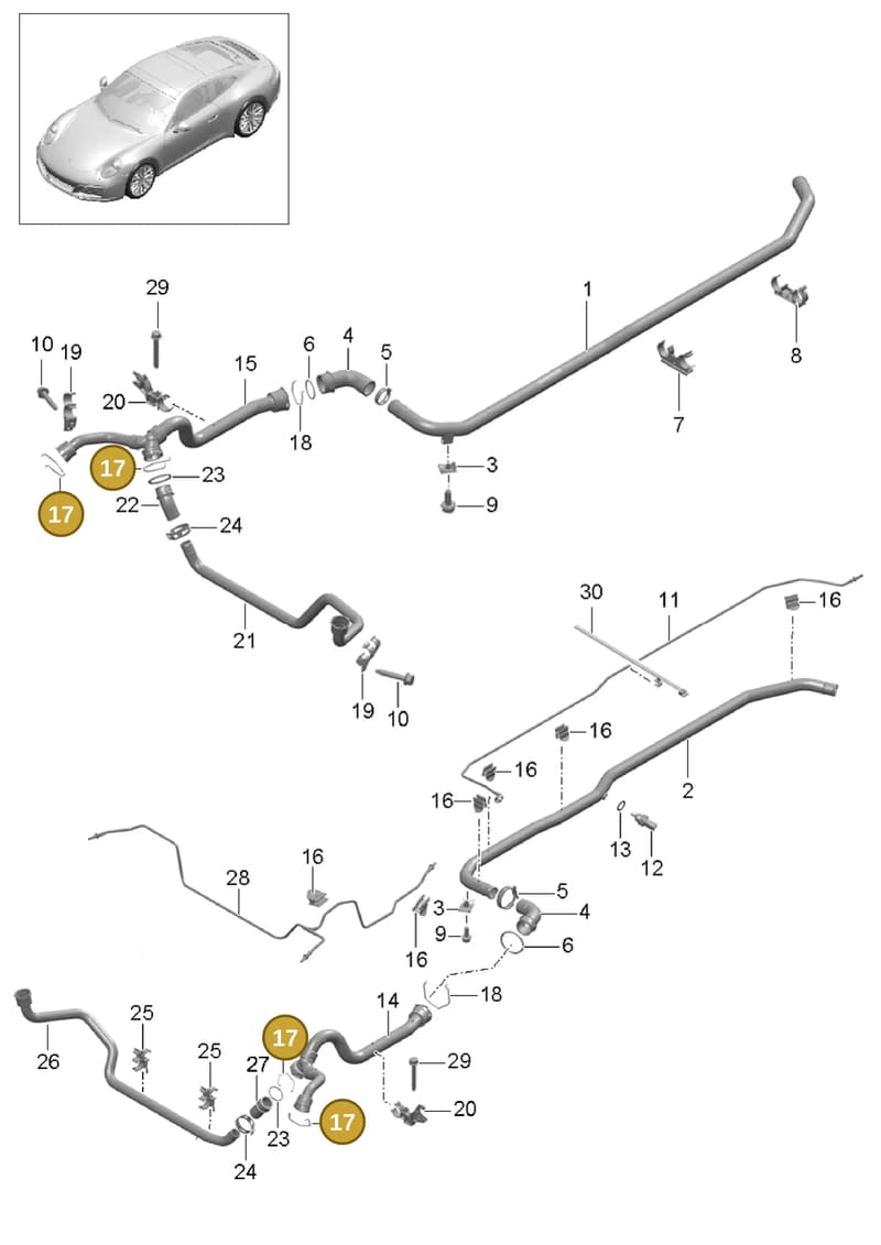 99710680201 — Porsche 911 (2016-2019) diagram p47105010, position 17
