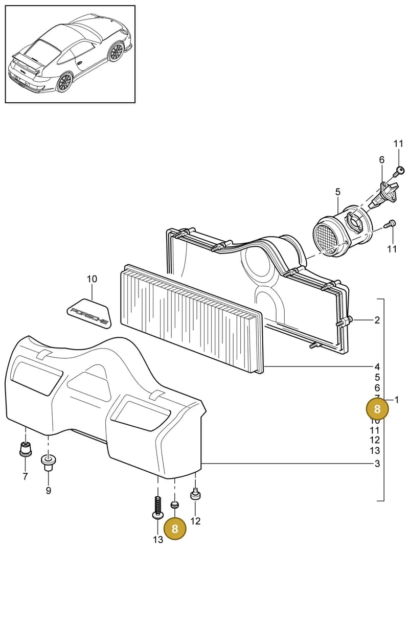99711023800 — Porsche GT3 RS (2006-2011) diagram p29106020, position 8