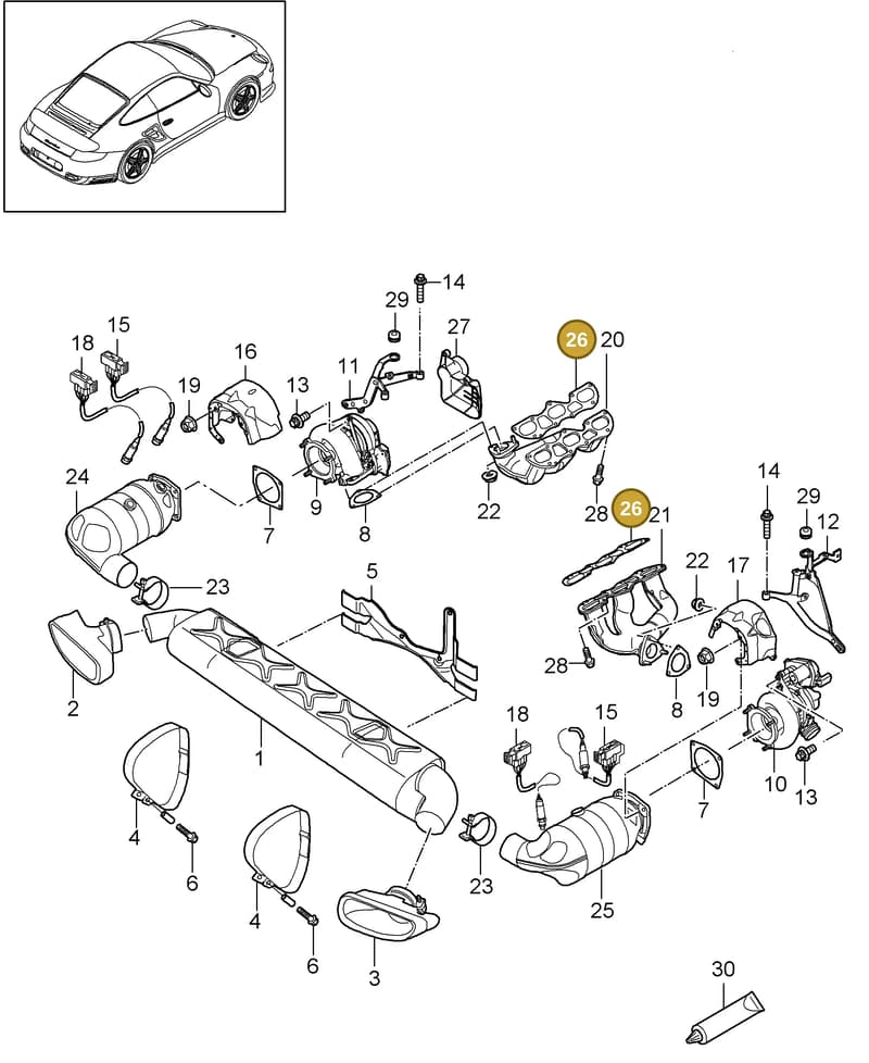 99711110731 — Porsche GT2 RS (2009-2012) diagram p36202000, position 26