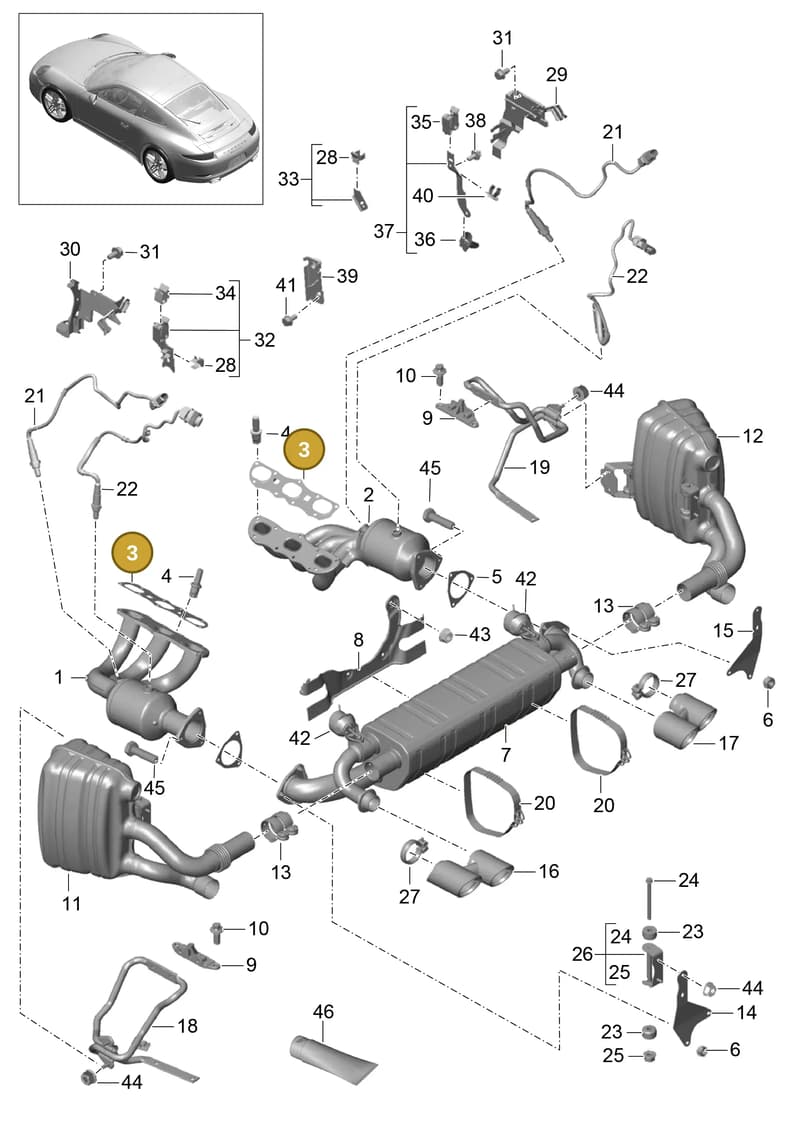 99711110731 — Porsche 991 Carrera 4 (2011-2016) diagram p38202000, position 3