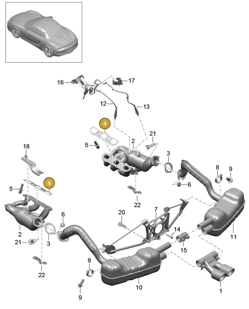 99711110731 — Porsche Boxster (2012-2016) diagram p39202000, position 4