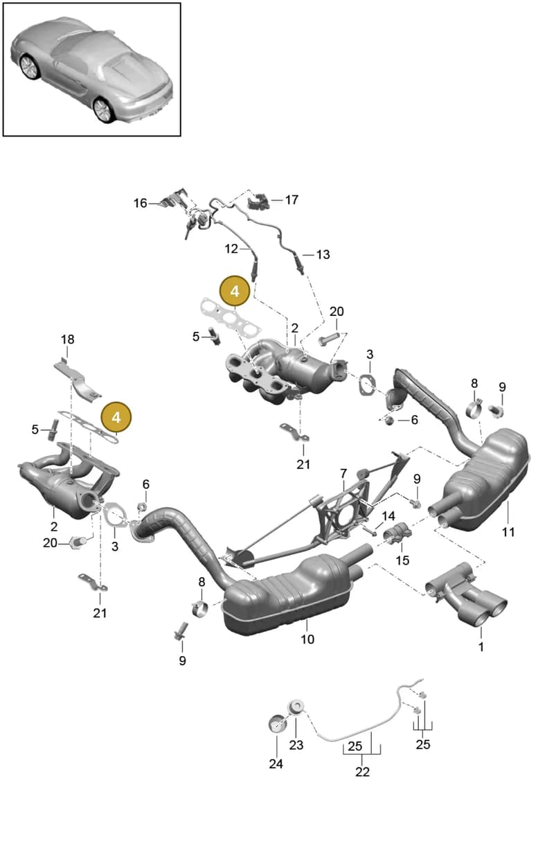 99711110731 — Porsche Boxster Spyder (2015-2016) diagram p46202000, position 4