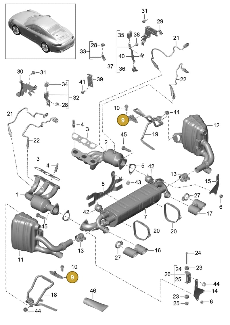 99711112630 — Porsche 991 Carrera 4 (2011-2016) diagram p38202000, position 9