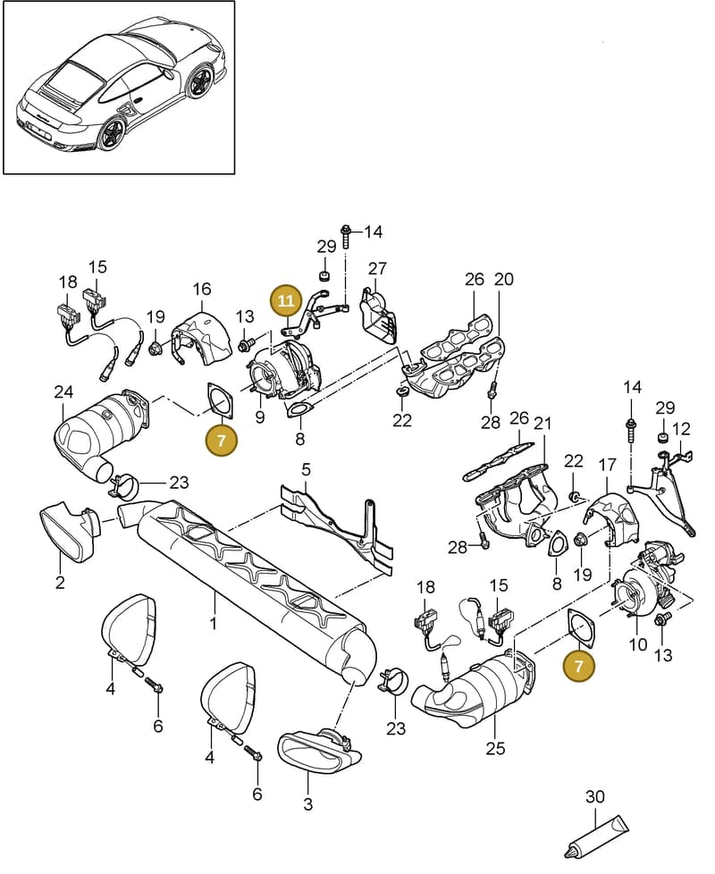 99711121770 — Porsche GT2 RS (2009-2012) diagram p36202000, position 7+11