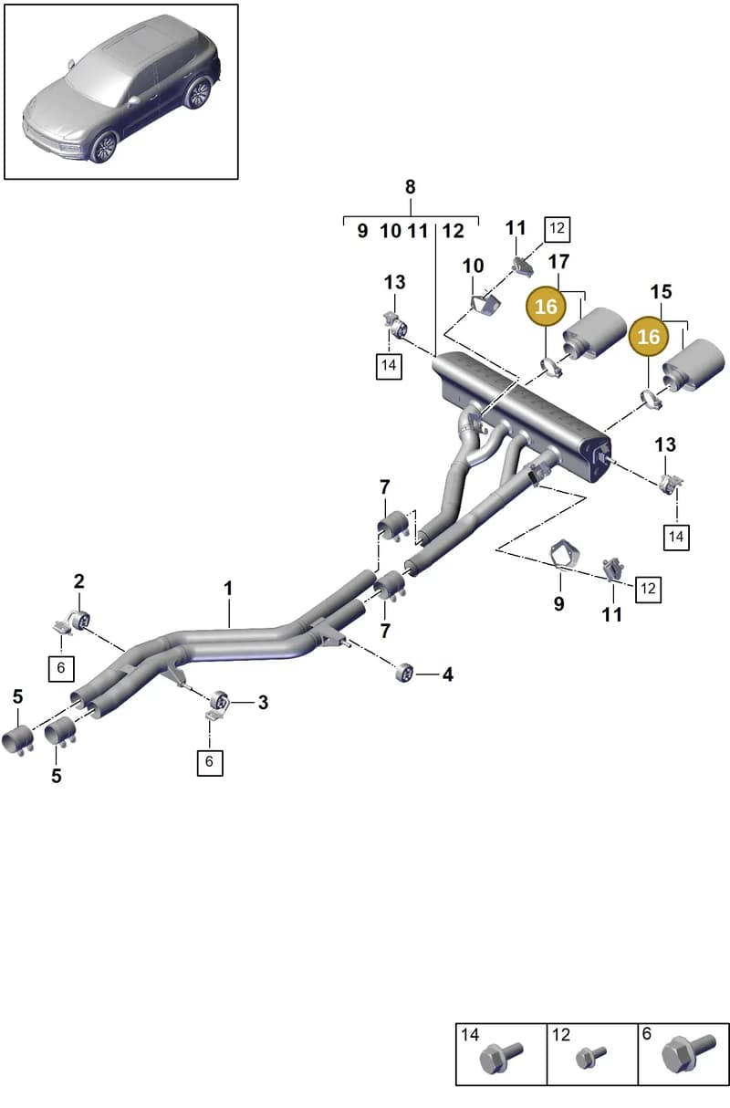 99711124080 — Porsche Cayenne (2017-2023) diagram p51203050, position 16