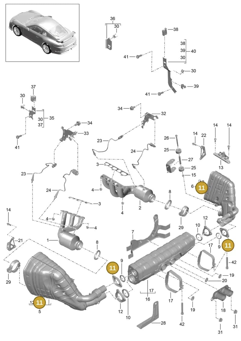 99711146190 — Porsche 911 (2013-2020) diagram p41202000, position 11