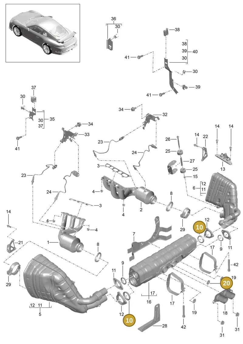 99711175591 — Porsche 911 (2013-2020) diagram p41202000, position 10+20