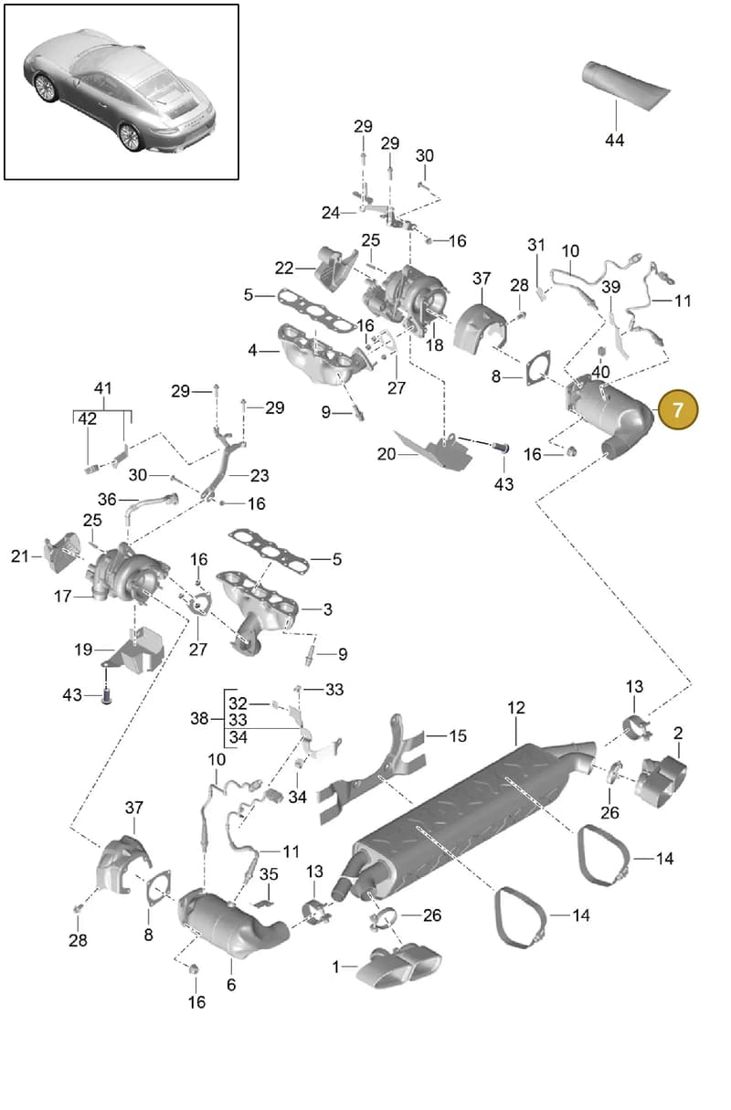 997113010AX — Porsche 911 (2013-2020) diagram p42202000, position 7